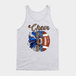 Cheer Mom - Football & Pom Pom - Blue Tank Top